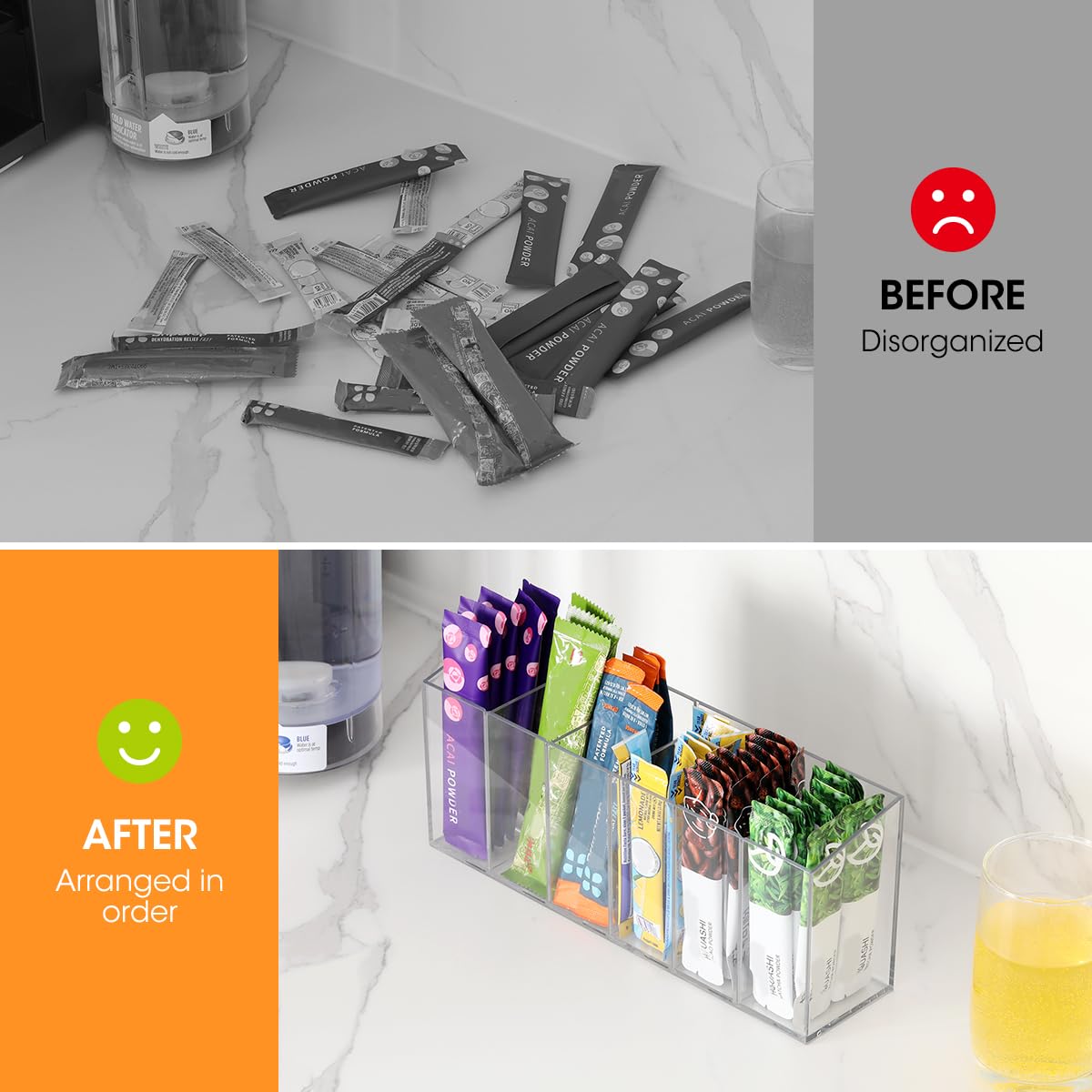 AIEVE 6-compartment drink holder keeps flavors separated for easy grabbing.
