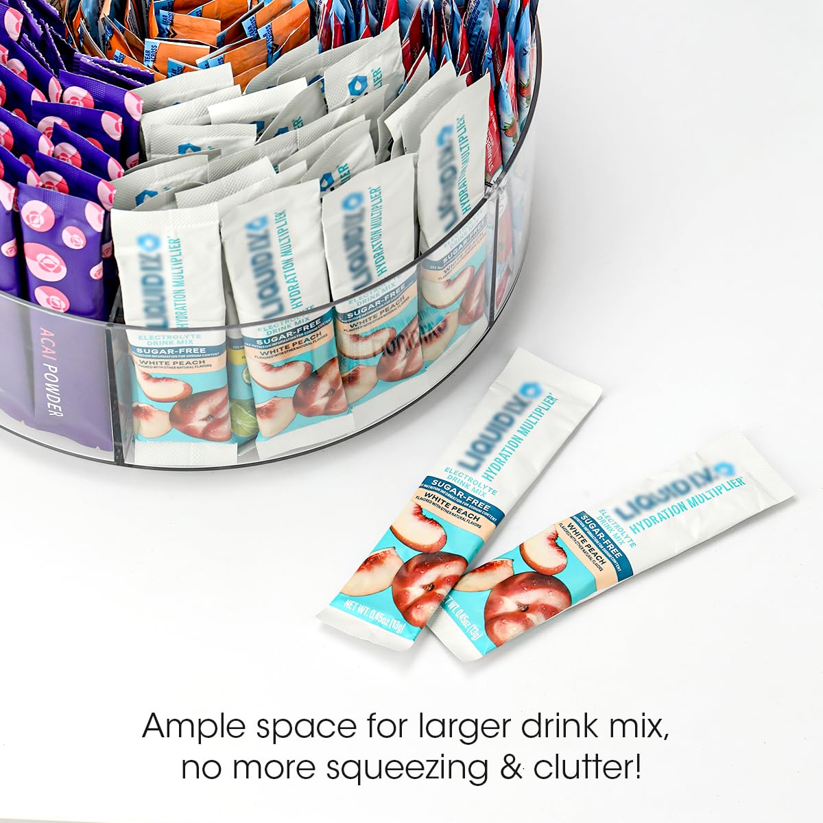 AIEVE acrylic pantry organizer showing durable BPA-free construction and clear visibility.