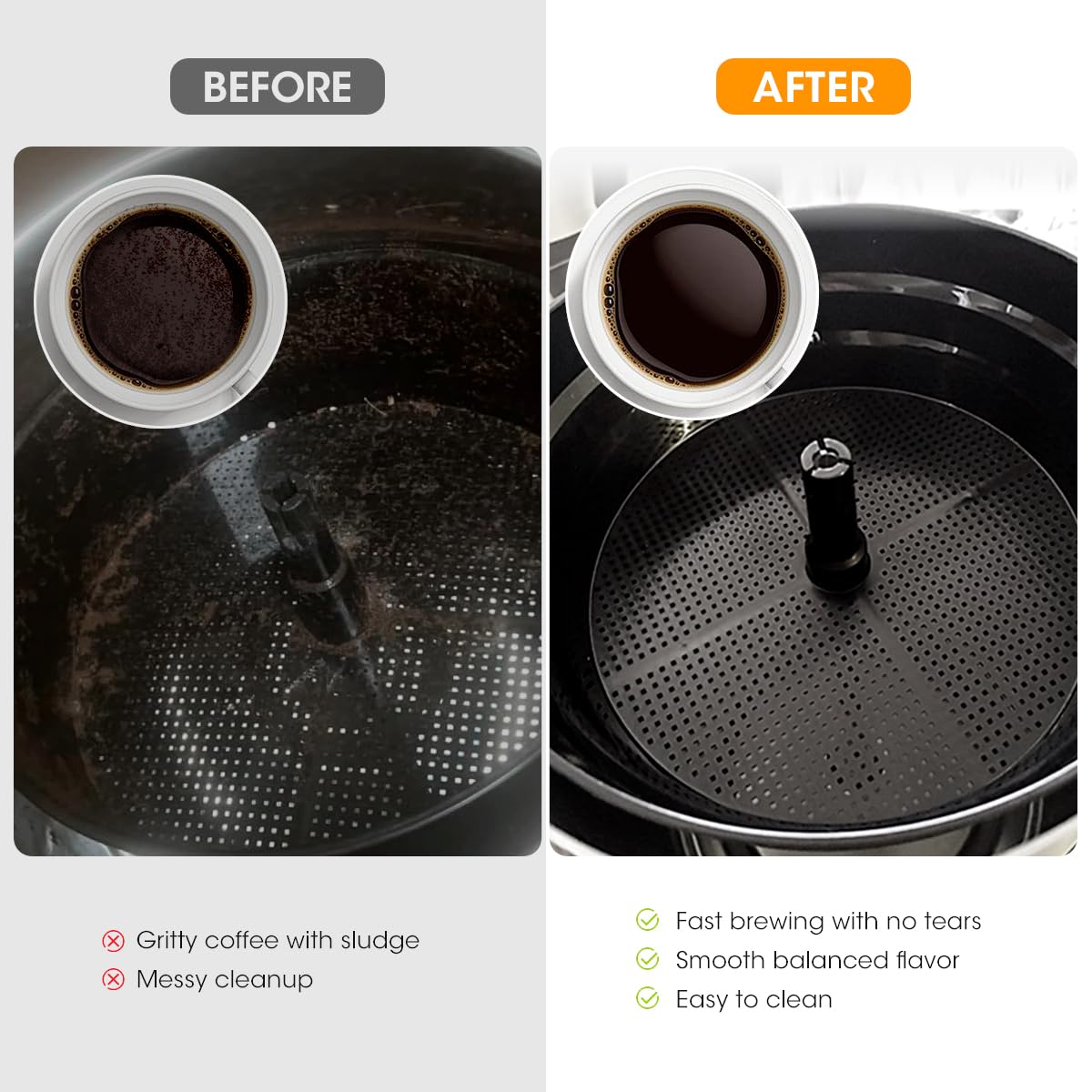 AIEVE pleated, extra-thick filter for easy cleaning after brewing.
