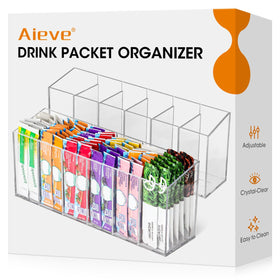 AIEVE 2-pack drink packet organizer keeps packets neatly stored and accessible.