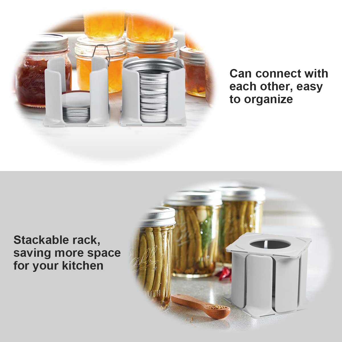 AIEVE four-pack organizer keeps jars and rings ready for preserves.