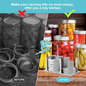 AIEVE lids and rings rack in action, preventing clutter during canning season.