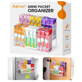AIEVE magnetic drink packet organizer front view with quick-access flavor packets.