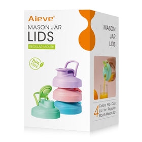 AIEVE regular-mouth mason jar pour spout lid four-pack for mess-free pouring
