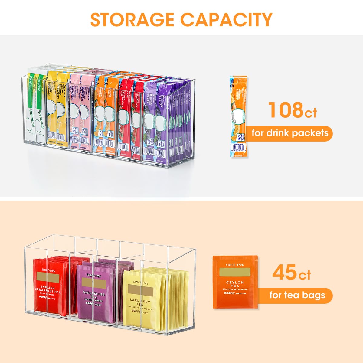 AIEVE pantry storage for tea bags and instant coffees