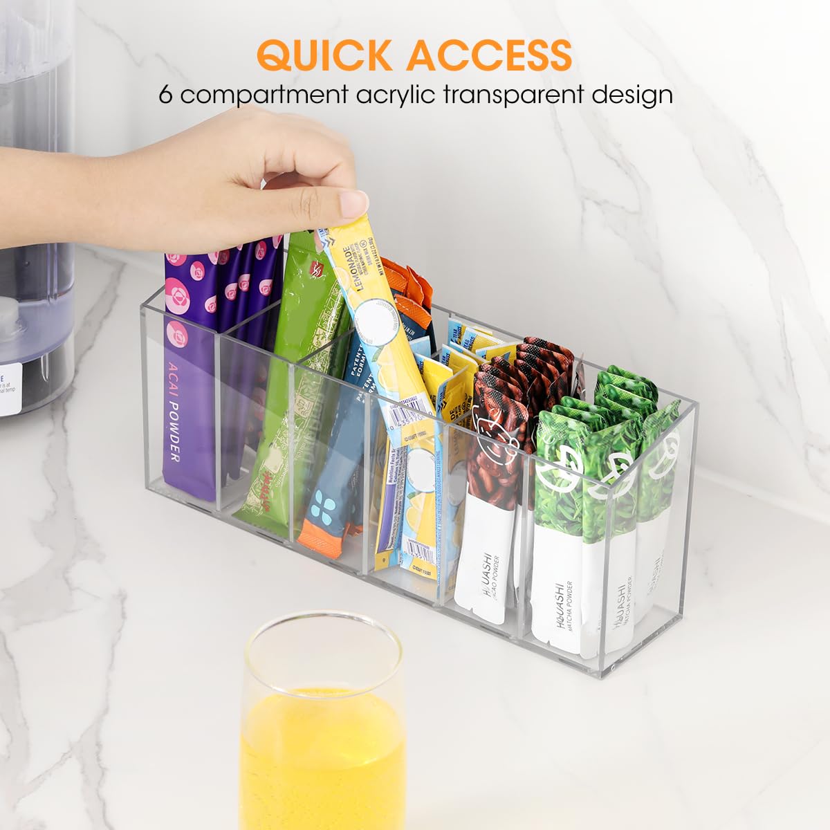 AIEVE removable dividers adapt space to different packet sizes.