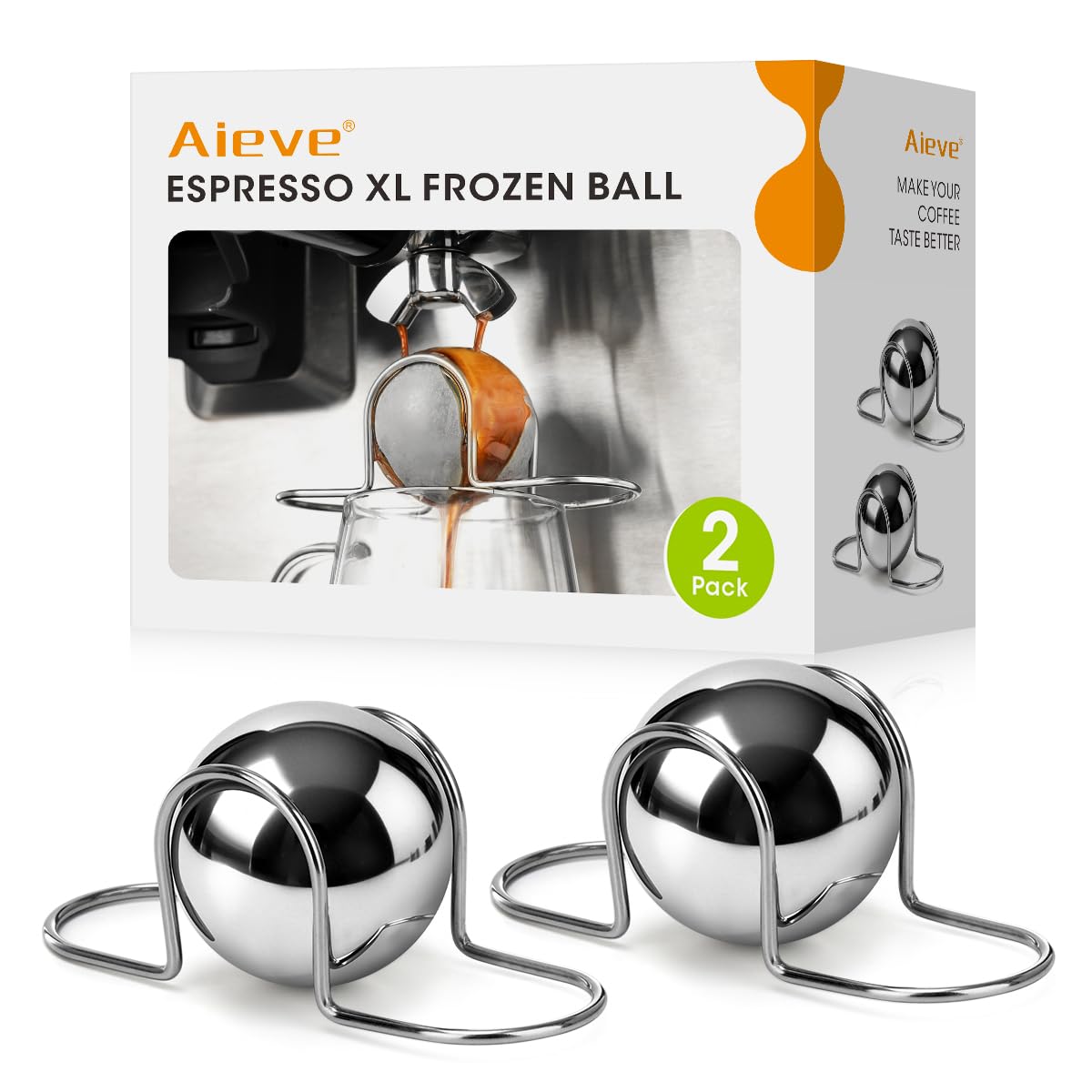 AIEVE XL espresso cooling ball 2-pack chills espresso rapidly for balanced flavor.