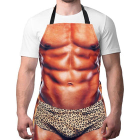 A AIFAMY muscleman apron front view showcases playful design for grilling