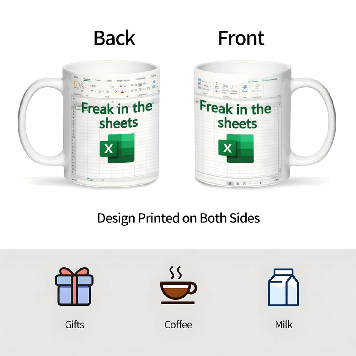 Aigori excel motif detail showcases crisp lines on a premium ceramic mug