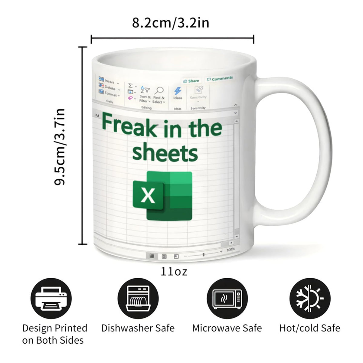 Aigori freak in the sheets mug highlights spreadsheet motif for witty gifting