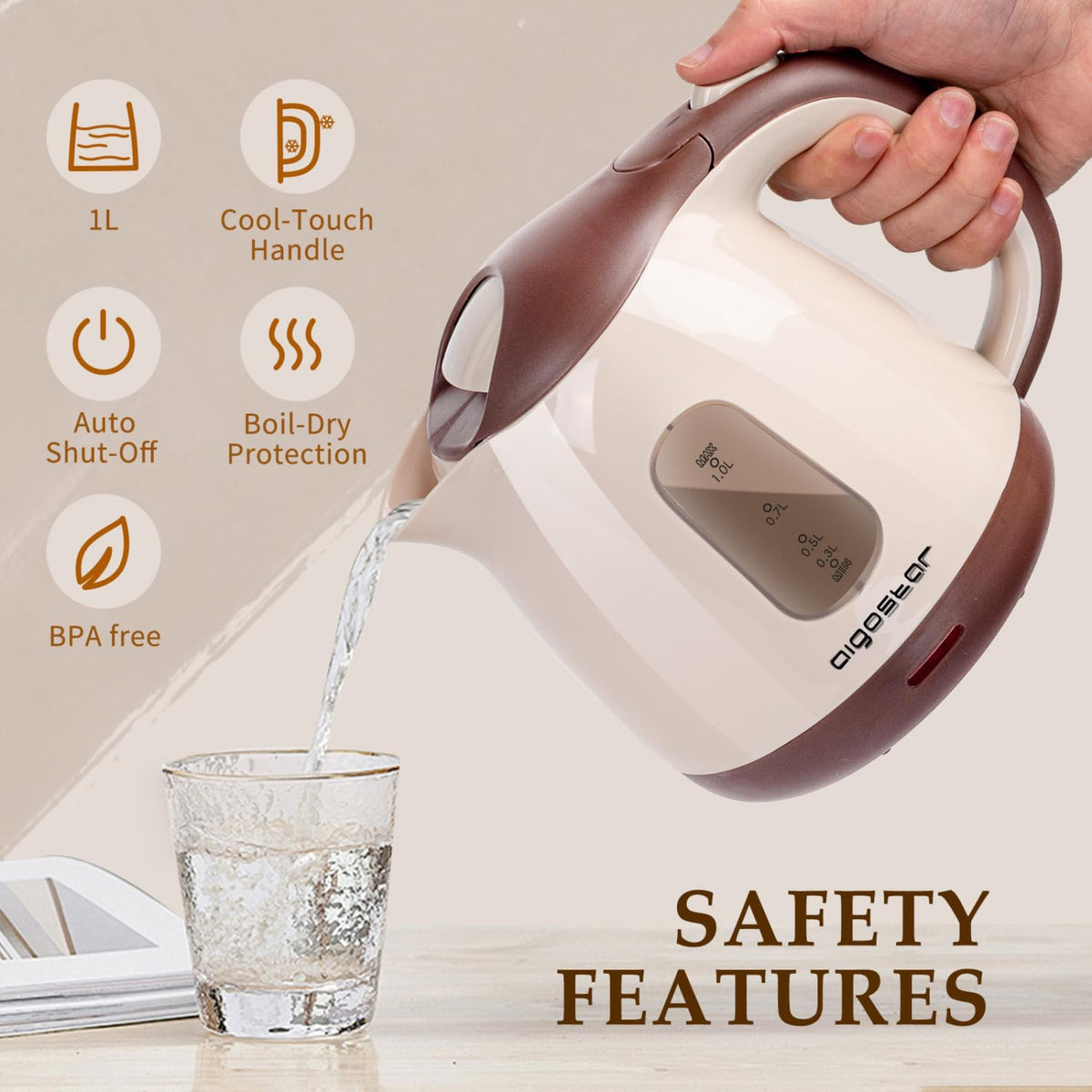 Aigostar kettle with cord-wrap feature for tidy surfaces