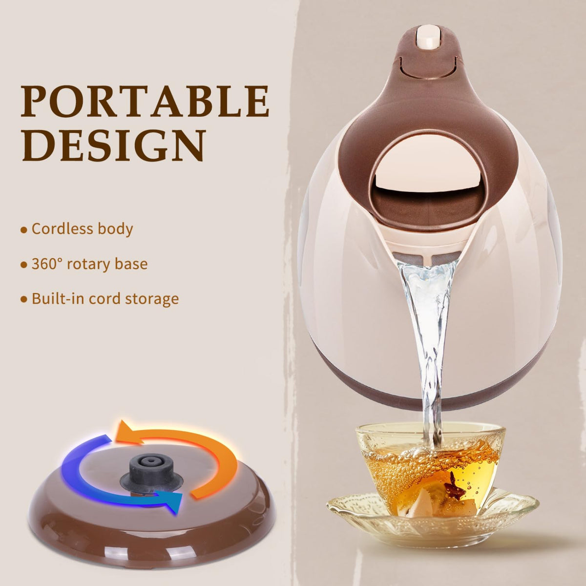 Aigostar kettle lid-open 1L showing wide mouth for easy filling
