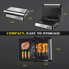 Aigostar Panini Press 1200W heats quickly for fast meals.