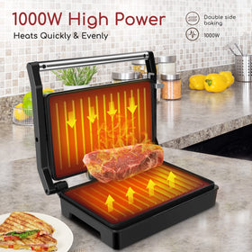 Durable aluminum non-stick plates of the Aigostar panini press.