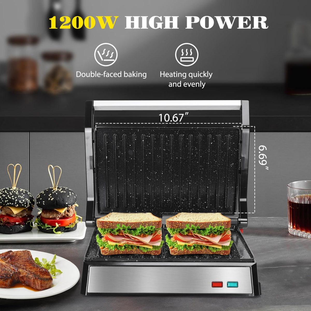 Aigostar Panini Press indoor grill mode for weeknight dinners.