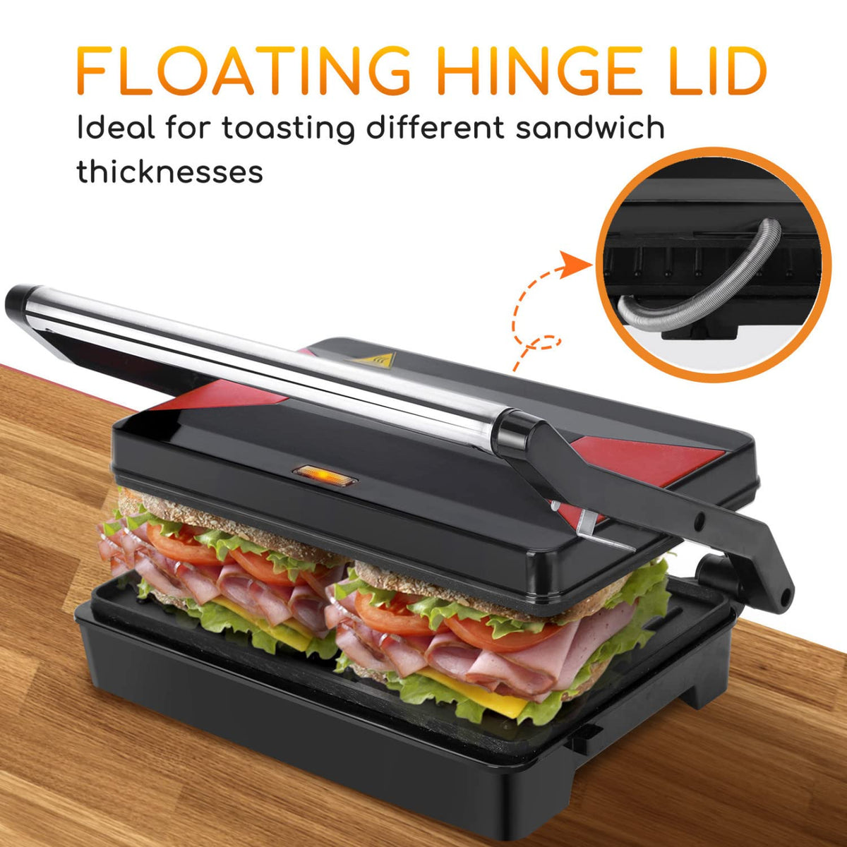 Locking lid of the Aigostar panini press for secure cooking.