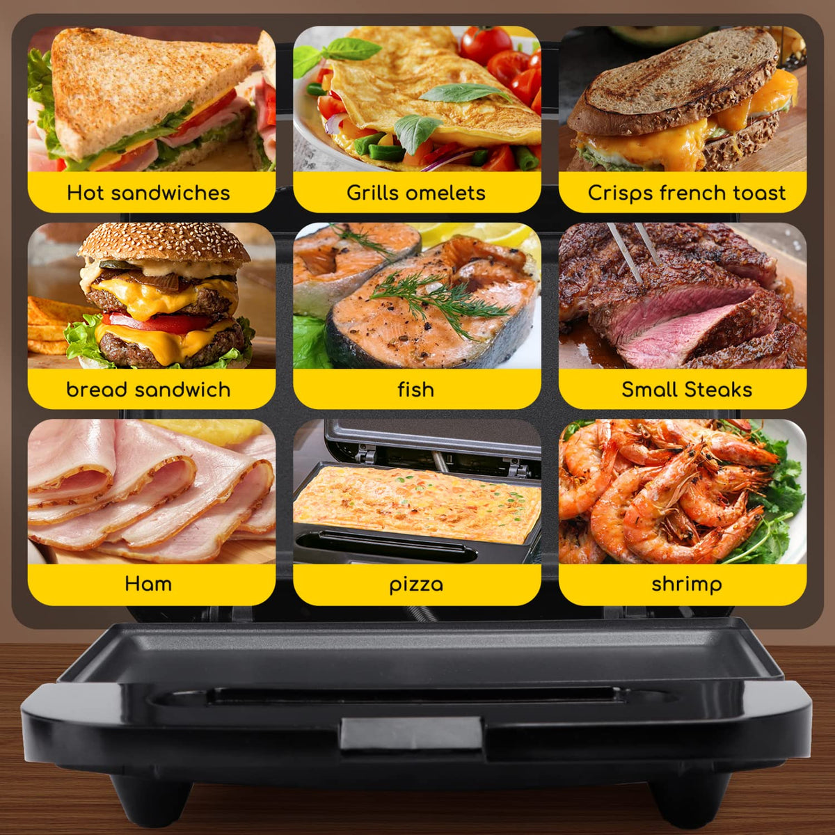 Aigostar sandwich maker quick cleanup thanks to nonstick plates.
