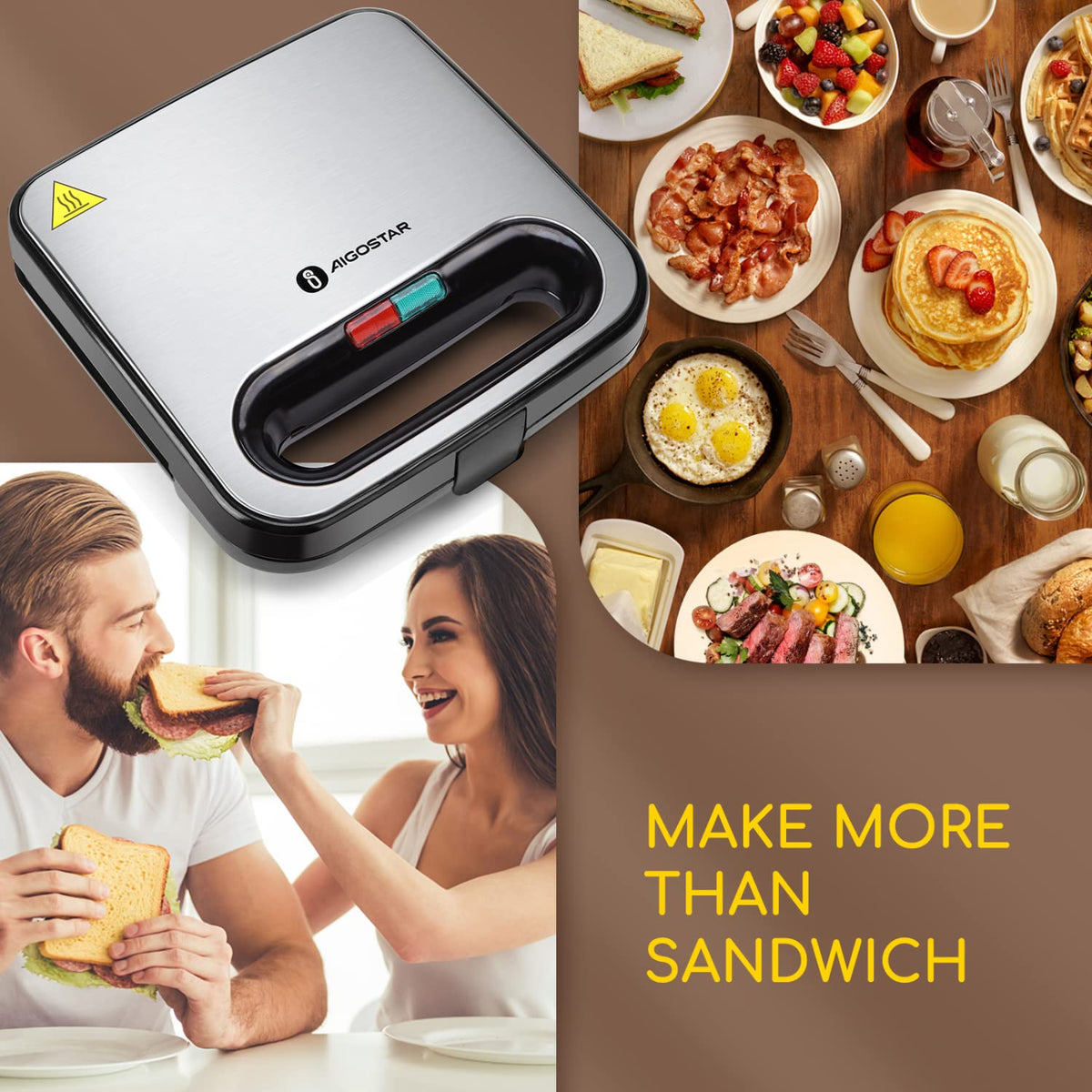 Aigostar sandwich maker compact storage saves cabinet space.