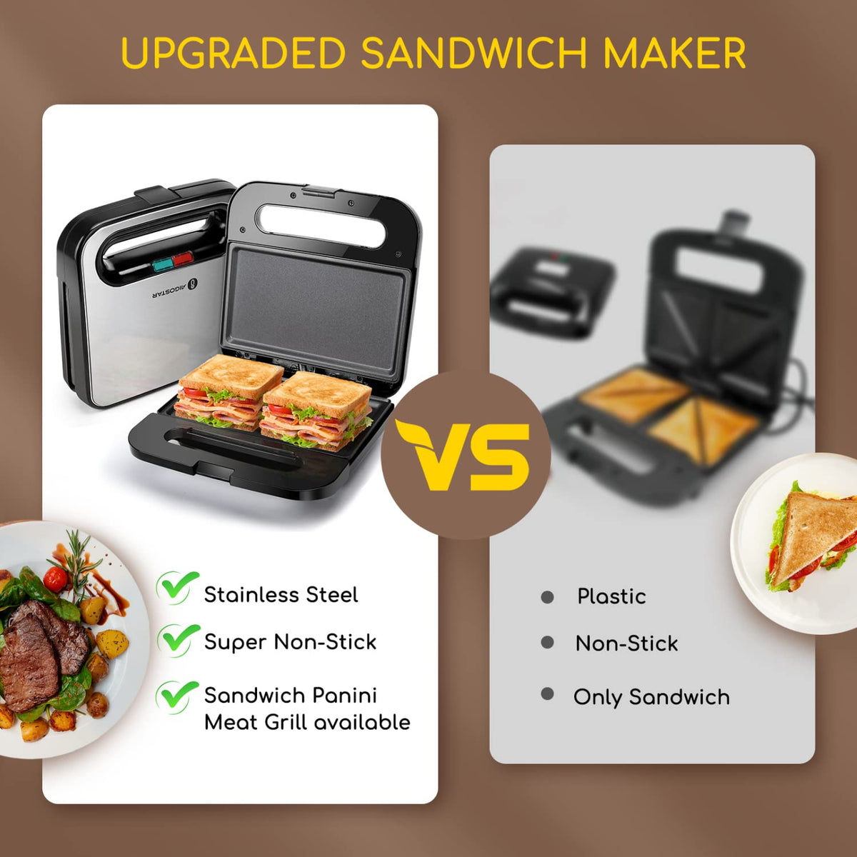 Aigostar sandwich maker omelet grill demonstrates versatile breakfast options.