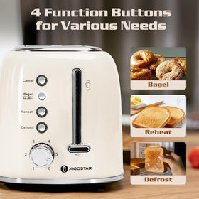 Aigostar Toaster defrost function helps thaw bread evenly for better texture.