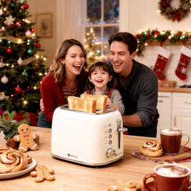 Aigostar Toaster retro cream finish adds charm to any kitchen.