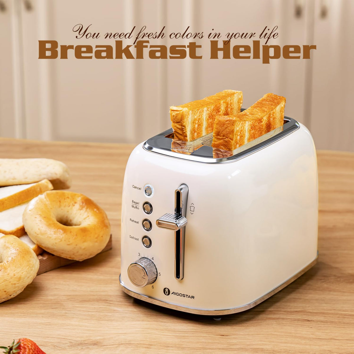 Aigostar Toaster heat-insulation design keeps the exterior cooler during use.