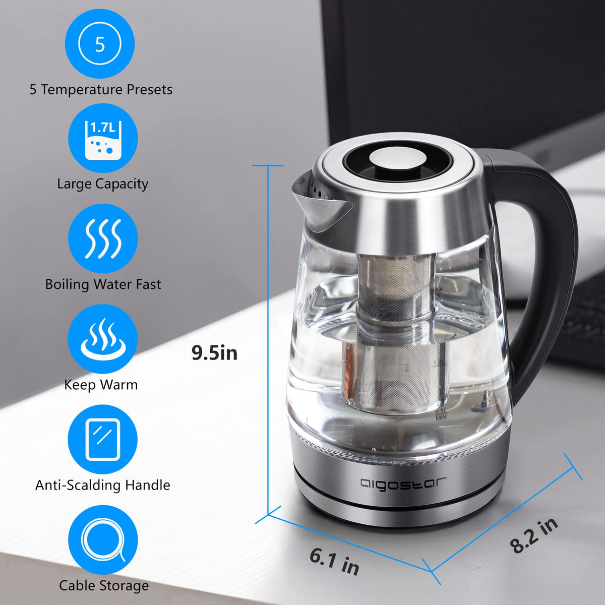 Aigostar wide-mouth design makes cleaning easy.