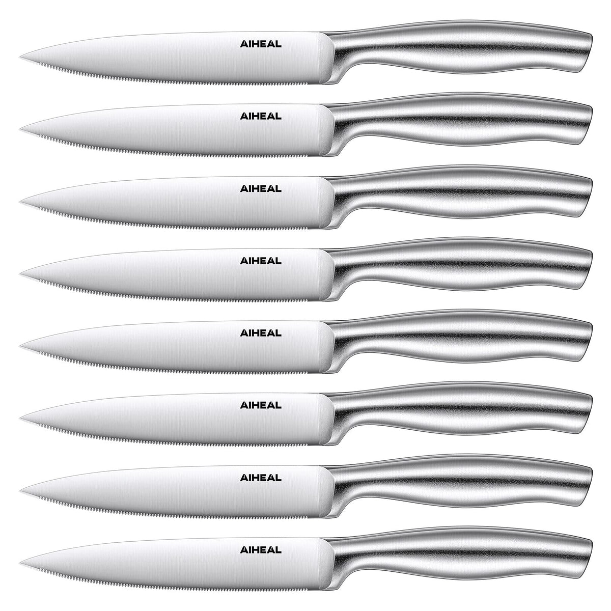 Aiheal 8-piece steak knife set with block for organized storage