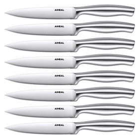 Aiheal 8-piece steak knife set with block for organized storage