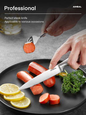 Aiheal knife cutting meat in close-up for efficient slicing