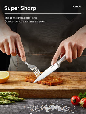 Aiheal dining table setting showcasing modern knife styling