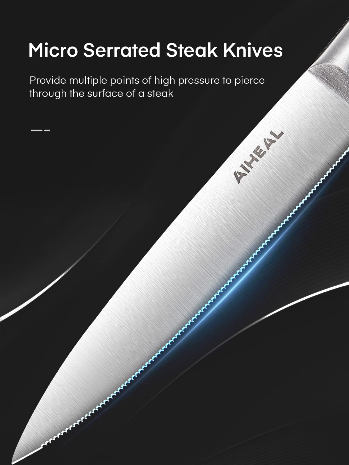 Aiheal micro-serrated blade close-up showing precise edges for clean cuts