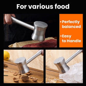 Aihomo dishwasher-safe meat tenderizer for simple cleanup after cooking.