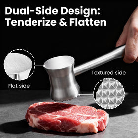 Aihomo flat side ideal for pounding and flattening chicken breasts.