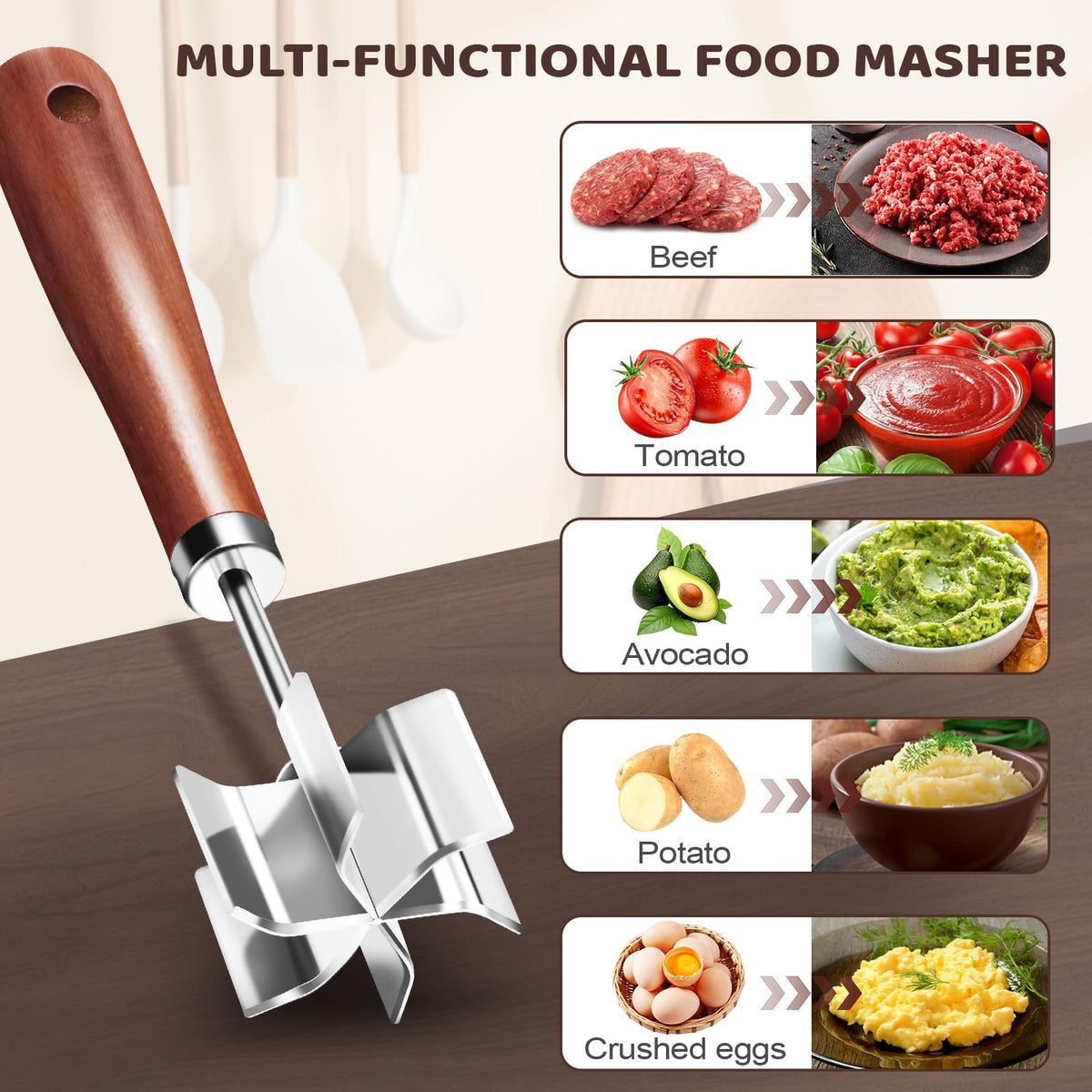 AIIHAC food-grade stainless steel construction resists rust for daily cooking.