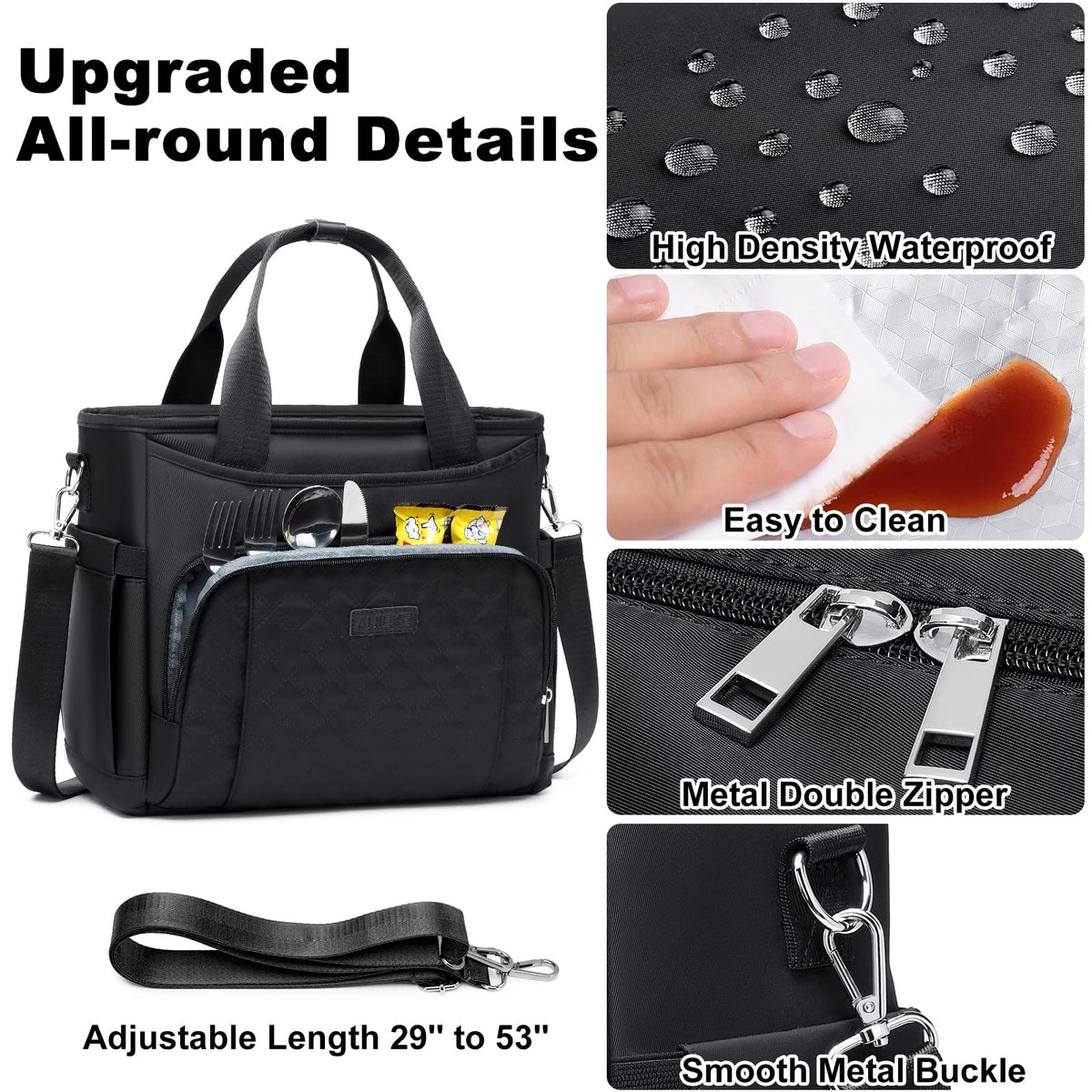 AIJIEKE lunch bag durable oxford exterior withstands daily use.