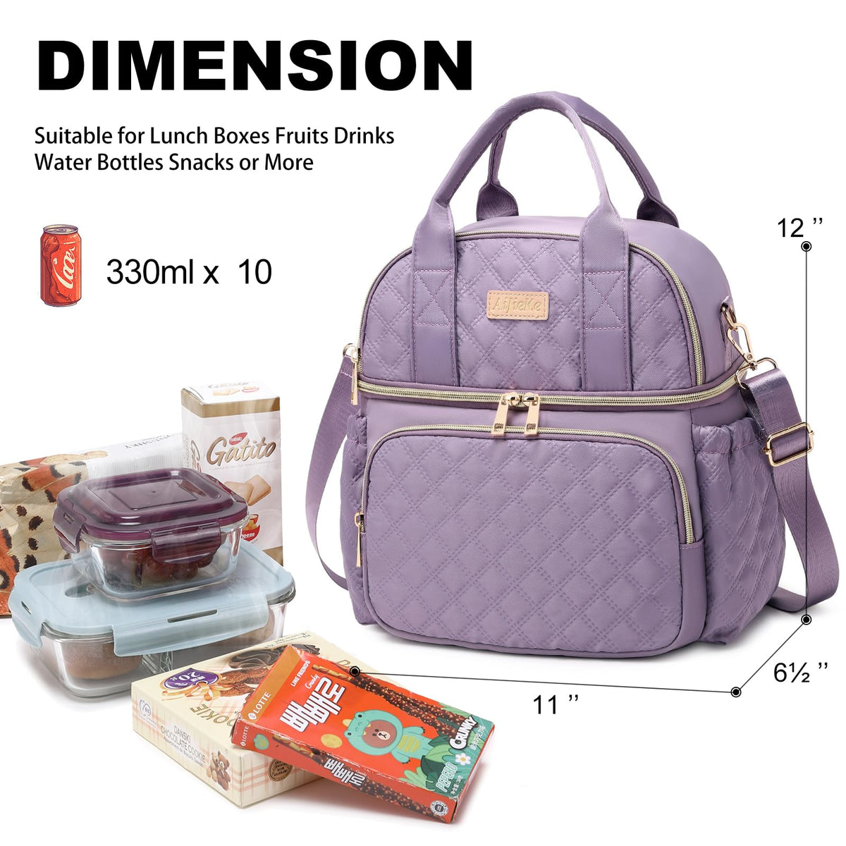 AIJIEKE lunch bag front pocket holds phone and wallet neatly.