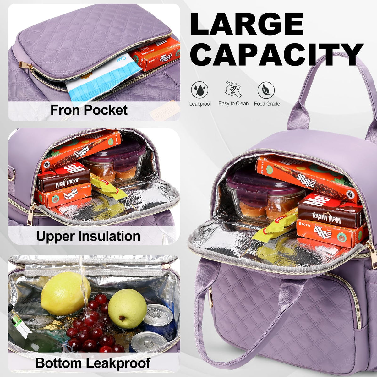 AIJIEKE lunch bag sturdy zippers ensure smooth daily use.
