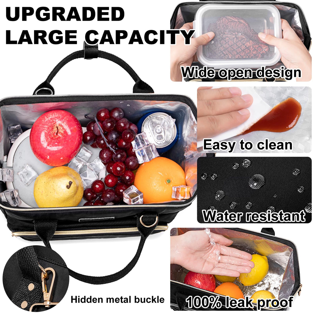 AIJIEKE lunch bag side pockets for cups and tissues