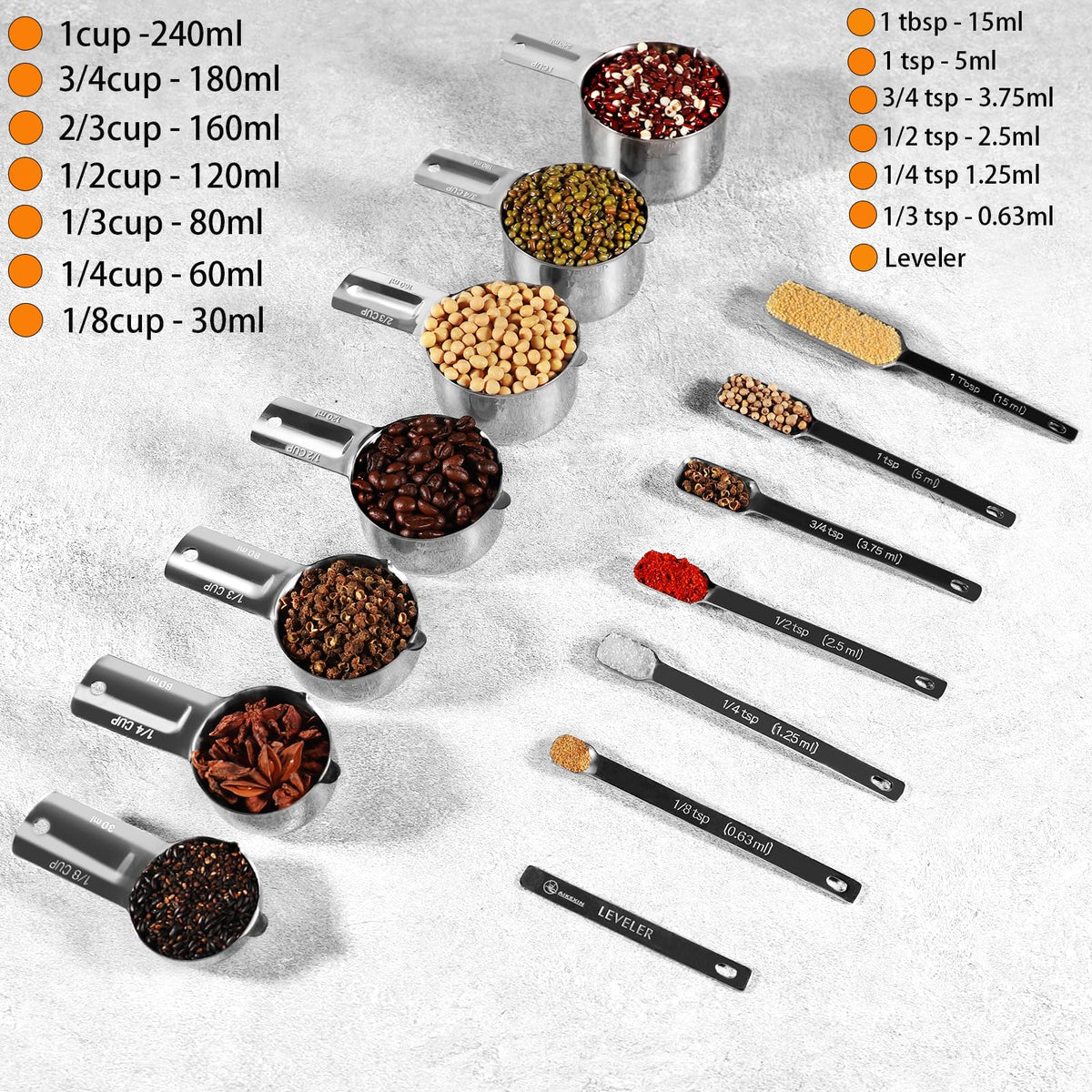 AIKEXIN rectangular spoons fit neatly into spice jars for easy scooping.