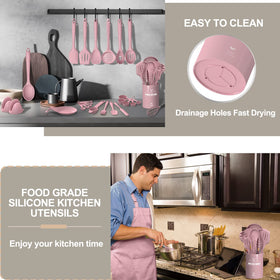 AIKKIL measuring spoons and cups pink precise kitchen tools