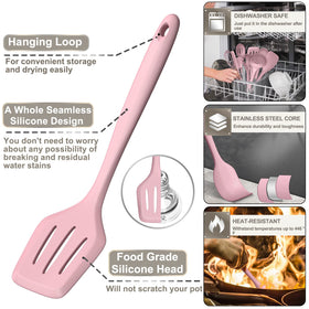 AIKKIL silicone tongs pink great for grilling and serving
