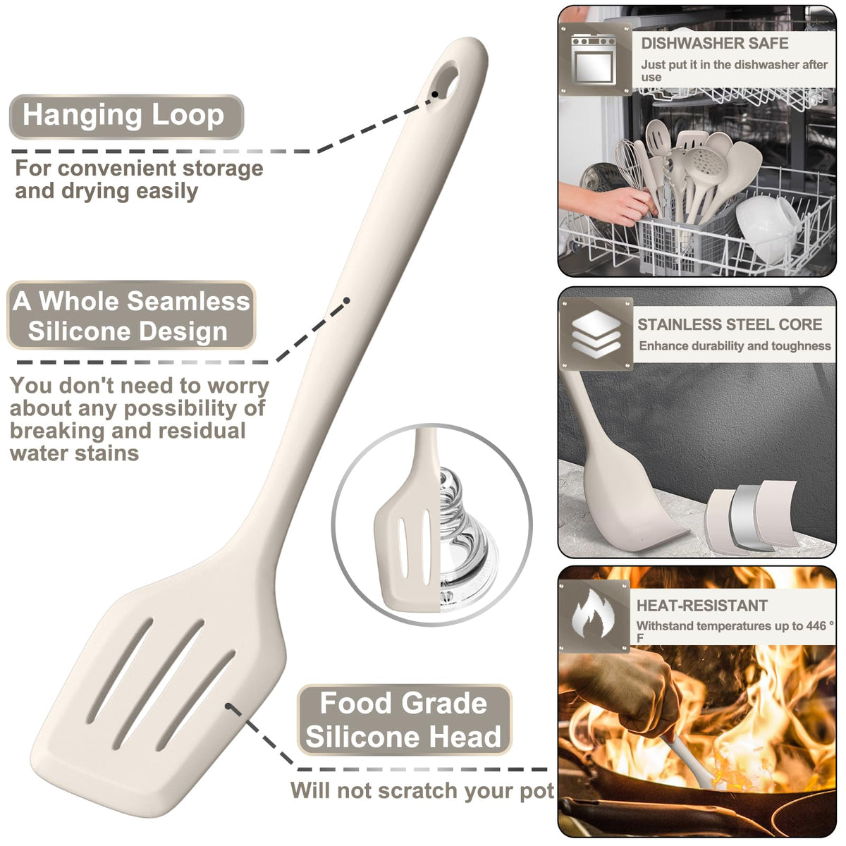 AIKKIL solid-spoon for stirring soups and sautéing with comfort