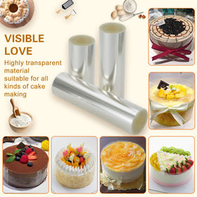 Ailaxq cake collars, 6inch width, transparent sheet, clean edge support for cakes.