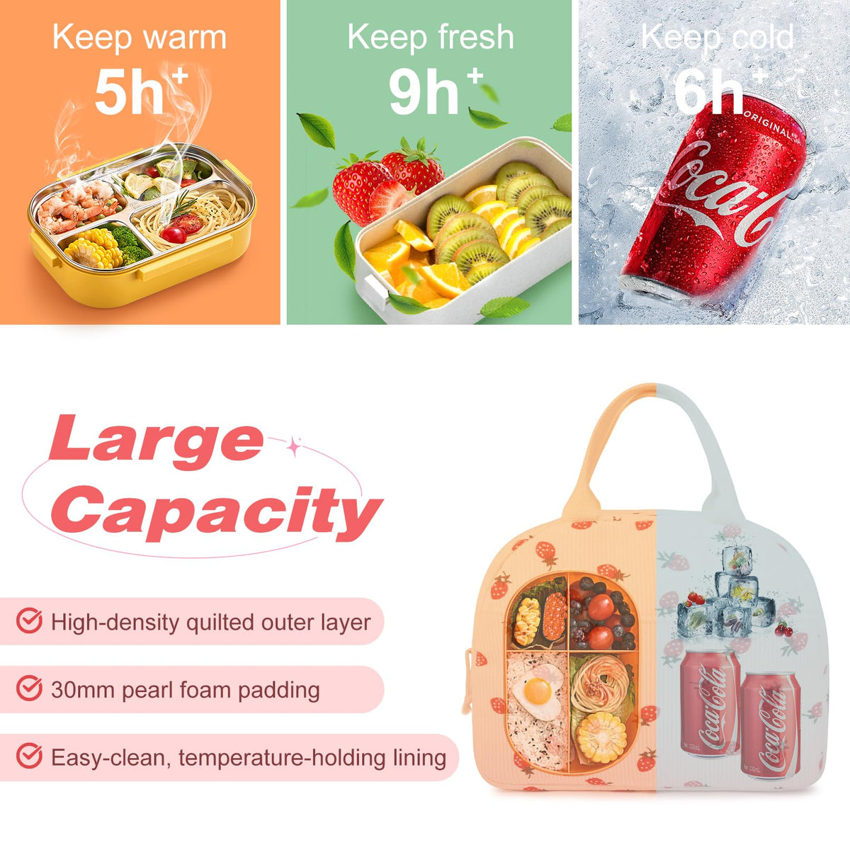 Aileam lunch box waterproof-fabric protects contents from moisture.