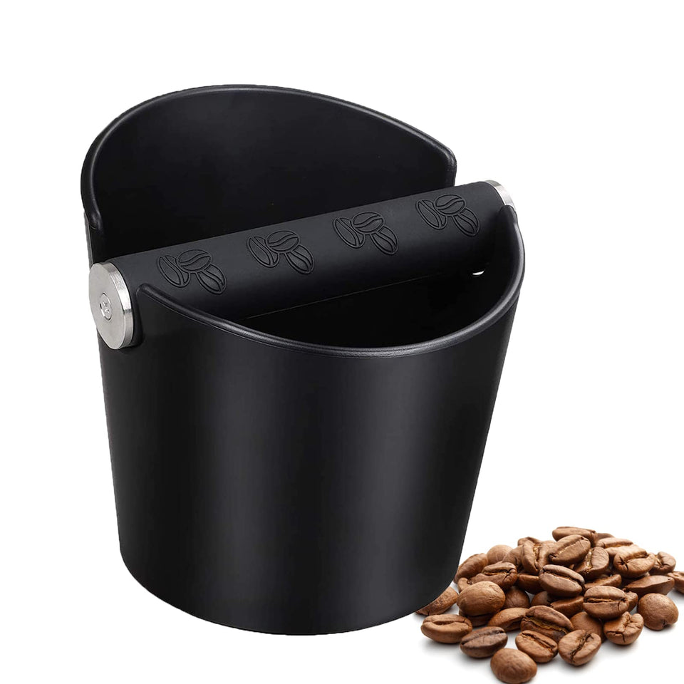 Ailelan coffee knock box placed under an espresso machine for easy access and cleanup
