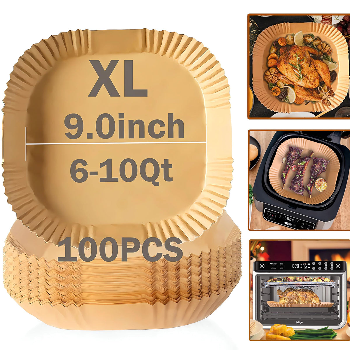 Ailifeer air fryer liner 9x9 inch square keeps fryer bottoms clean.