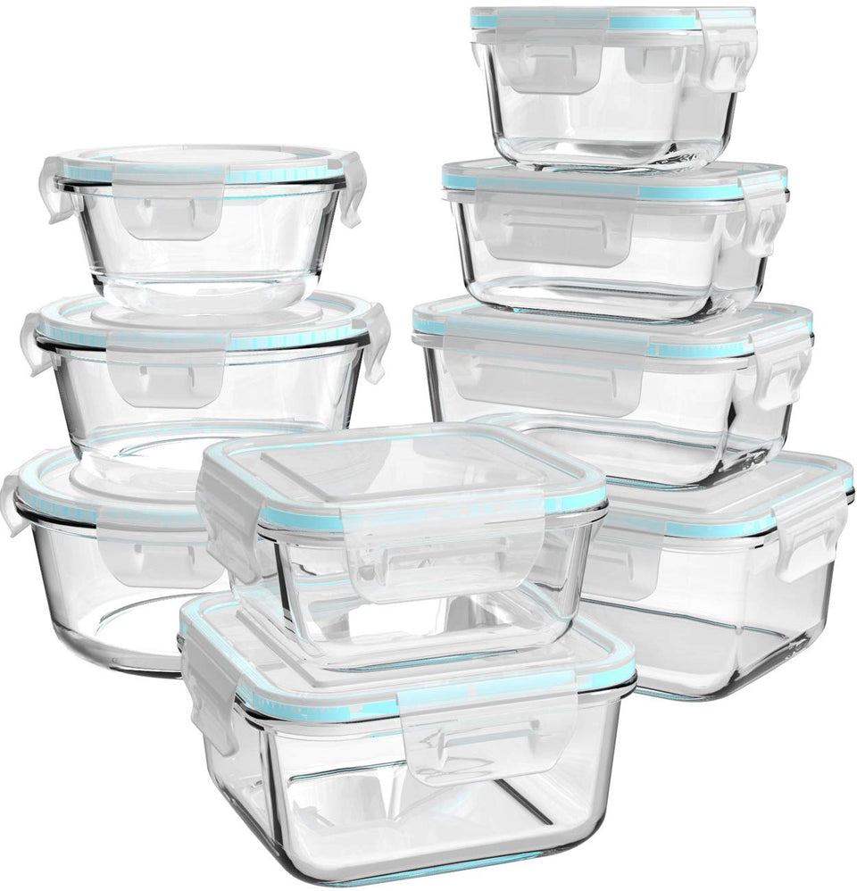 AILTEC glass storage rectangle containers set for organized meals and portions.