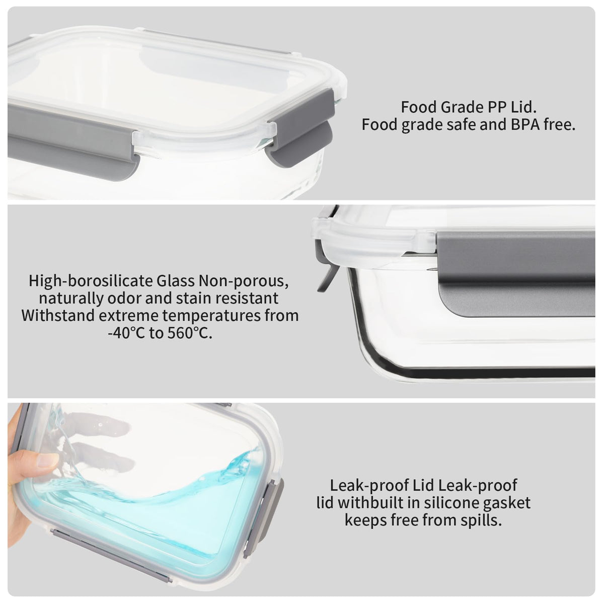 AILTEC oven-safe glass containers work with microwaves, freezers, and dishwashers