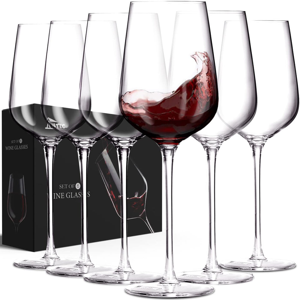 AILTEC crystal wine glasses set of 6 with elegant stems for refined tasting experiences.